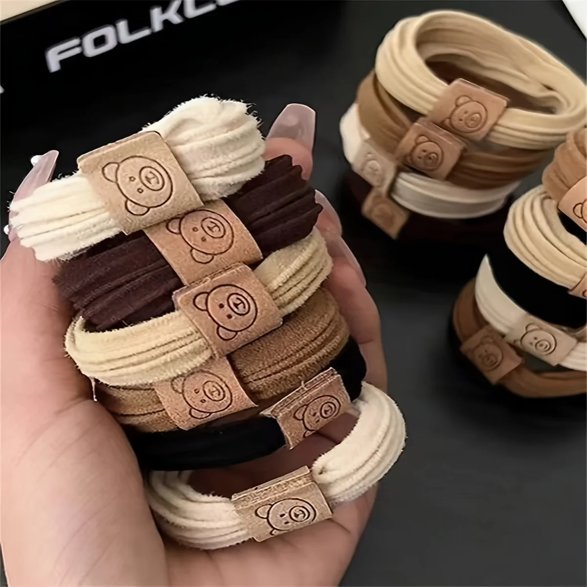 20Pcs Ms Use Cute Bear Logo Hair Rope Female Ponytail Hair Tie