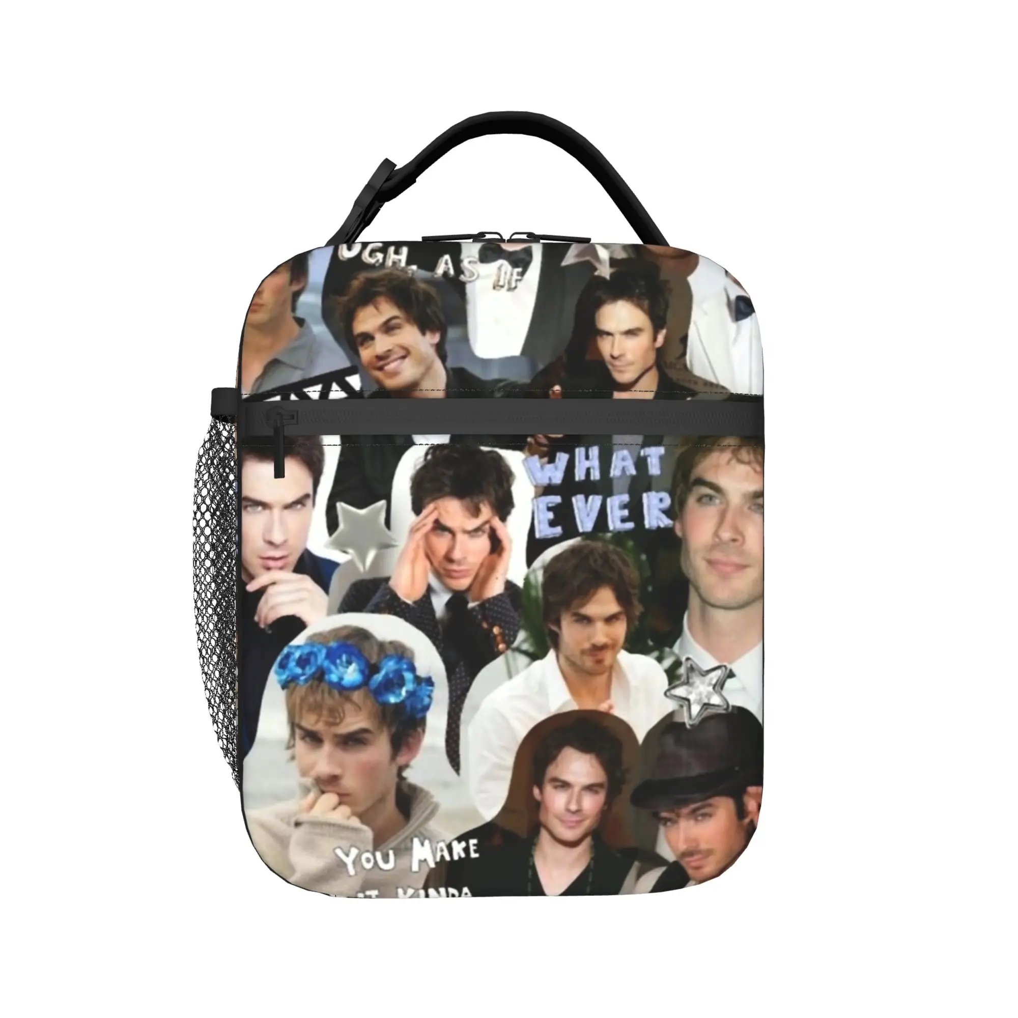 Vampire Damon Salvatore Collage Accessories Insulated Lunch Bag For Office Food Container Portable Thermal Cooler Bento Box
