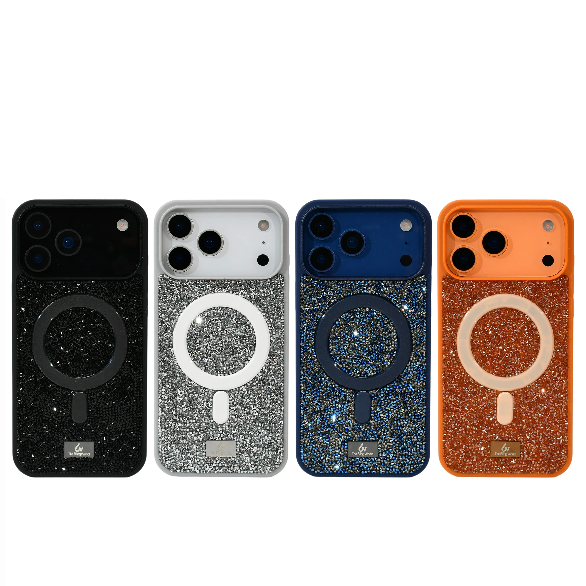 

Premium Luxury Glitter Diamond Phone Case For Iphone 17 16 Pro Max Air 15 Plus 14 13 Rhinestone Bling Drop-Proof Magsafe Cover