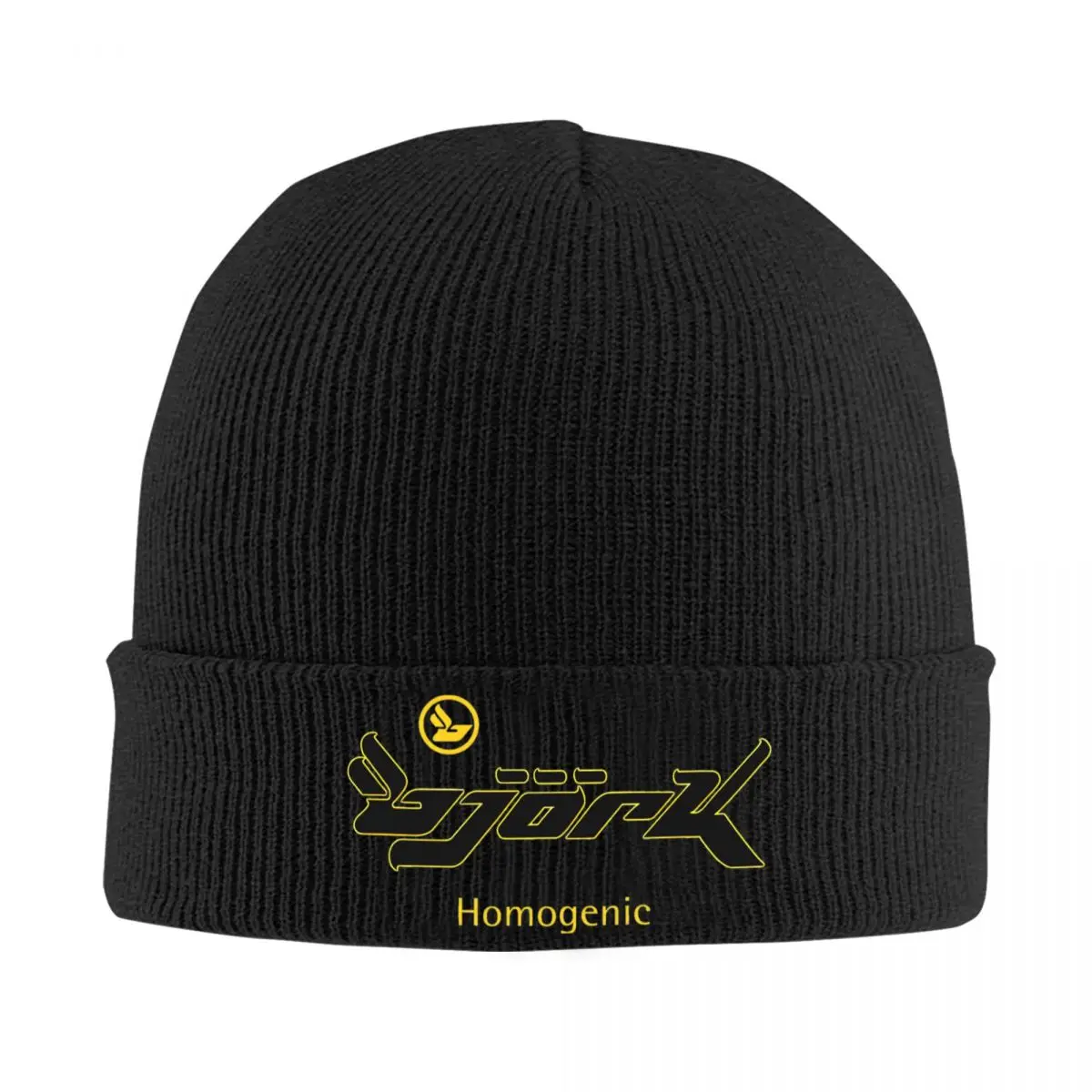 Bjork Homogenic Logo Yellow Black Knit Hat Beanies Autumn Winter Hats Warm Unisex Color Caps Men Women