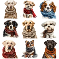 Cute Scarf Dog Animal DTF Clothing Patches Cartoon Stickers for Children's Clothing Backpack Hoodie T-shirt Jacket decoration