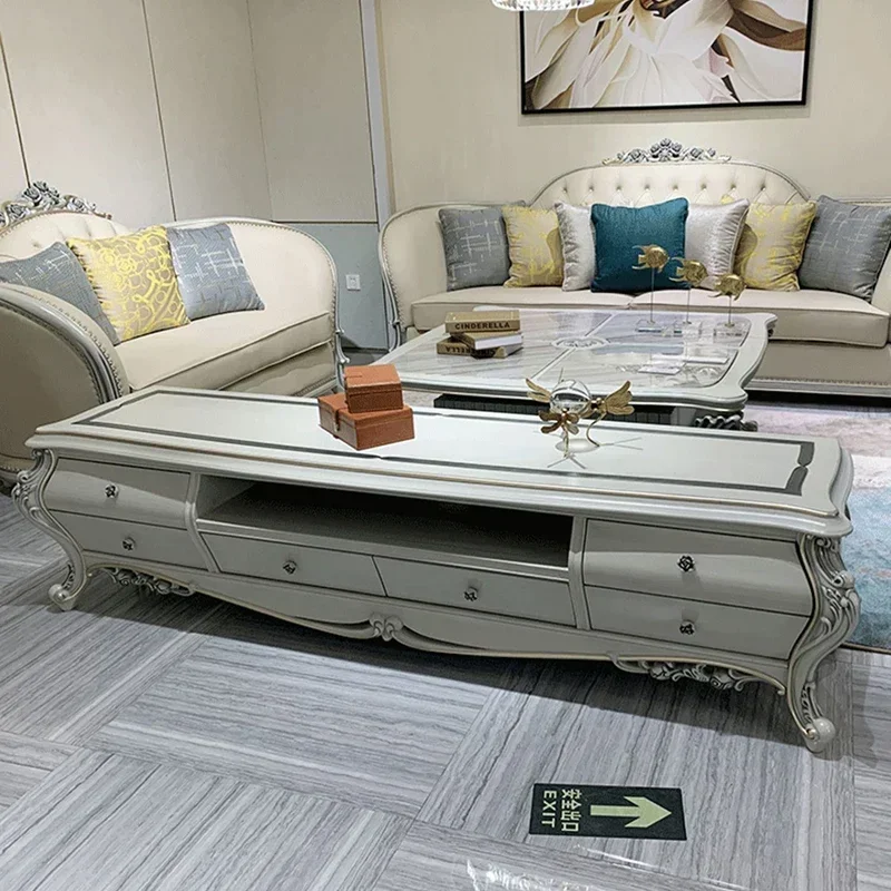 طاولة تلفاز خشبية متنقلة عالية خزانة أوروبية إسكندنافية طاولة تلفاز حديثة أبواب عرض كلاسيكية لصالون موبليس أثاث منزلي حديث