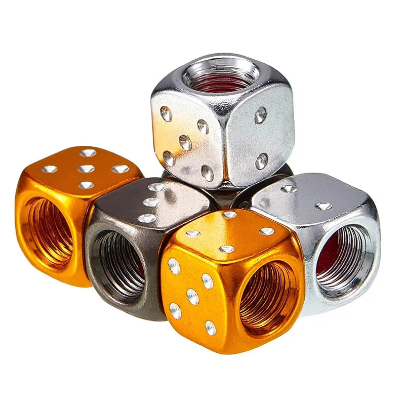 4/8/12Pcs/Set Aluminum Car Truck Motocycle Bike Dice Wheel Stem Tyre Tire Car Wheel Stem Air Valve Dust Car Cap Cover