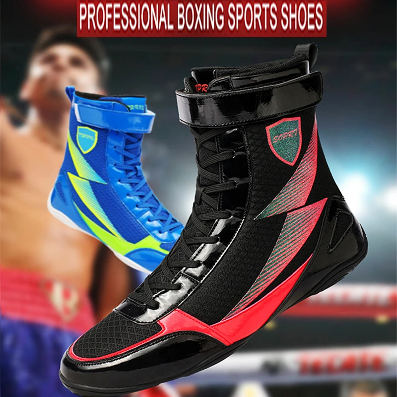 New men\'s boxing. Wrestling sports shoes, high top foot protection fencing shoes, squat weightlifting shoes, breathable and non