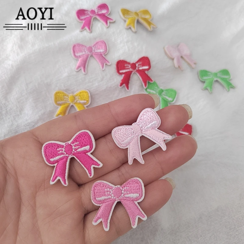 Self-adhesive 10pcs Small Bowknot  Embroidery Patches for Clothing Iron on Clothes Appliques Diary Phone Notebook Decoration