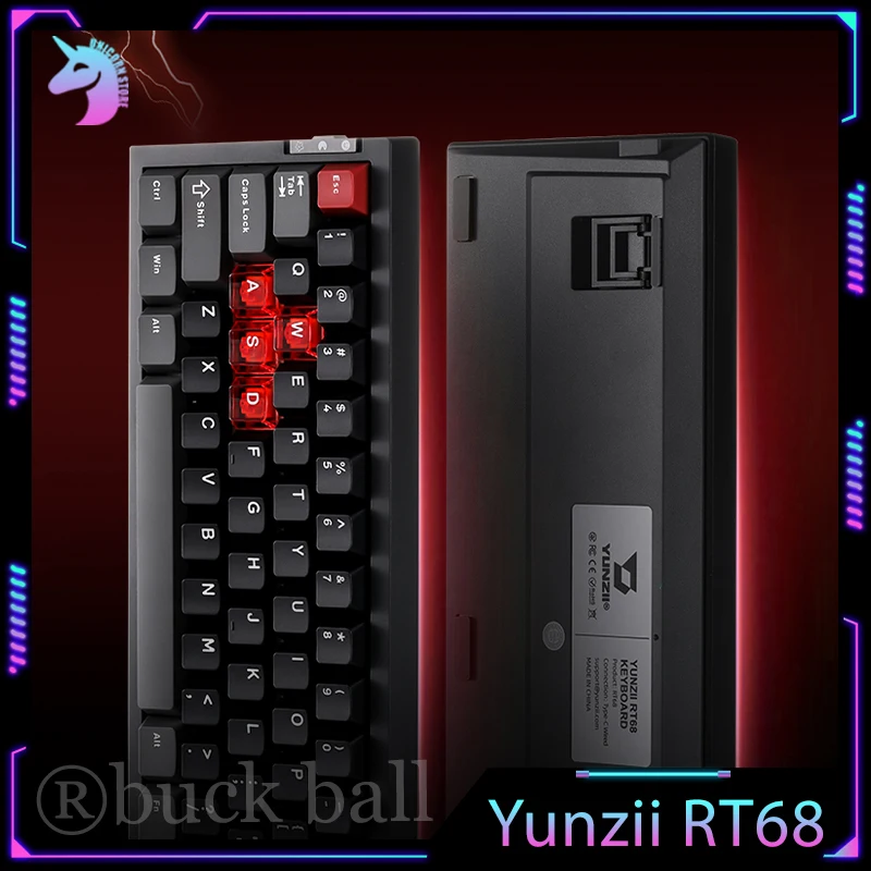 

Yunzii Rt68 Magnetic Switch Keyboard Wired Keyboard 68 Keys Adjustable Key Range Keyboard Custom Rapid Trigger Gaming Keyboard