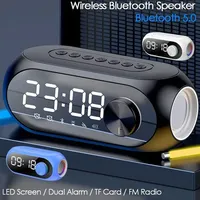 Digital LED Mirror Alarm Clock Wireless Bluetooth 5.0 Portable Speaker FM Radio USB Charging Music Player for Christmas Present
