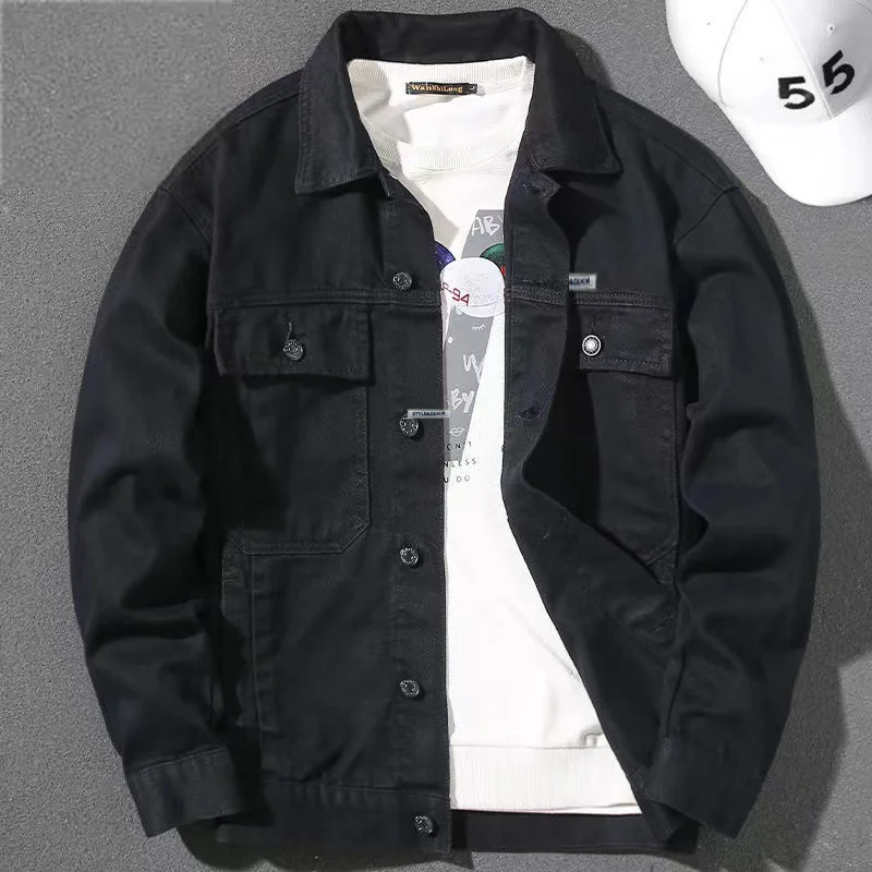 

Американская ретро-куртка из денима с множеством карманов, мужская модная свободная повседневная куртка, весенне-осенний топ из смесового хлопка и полиэстера