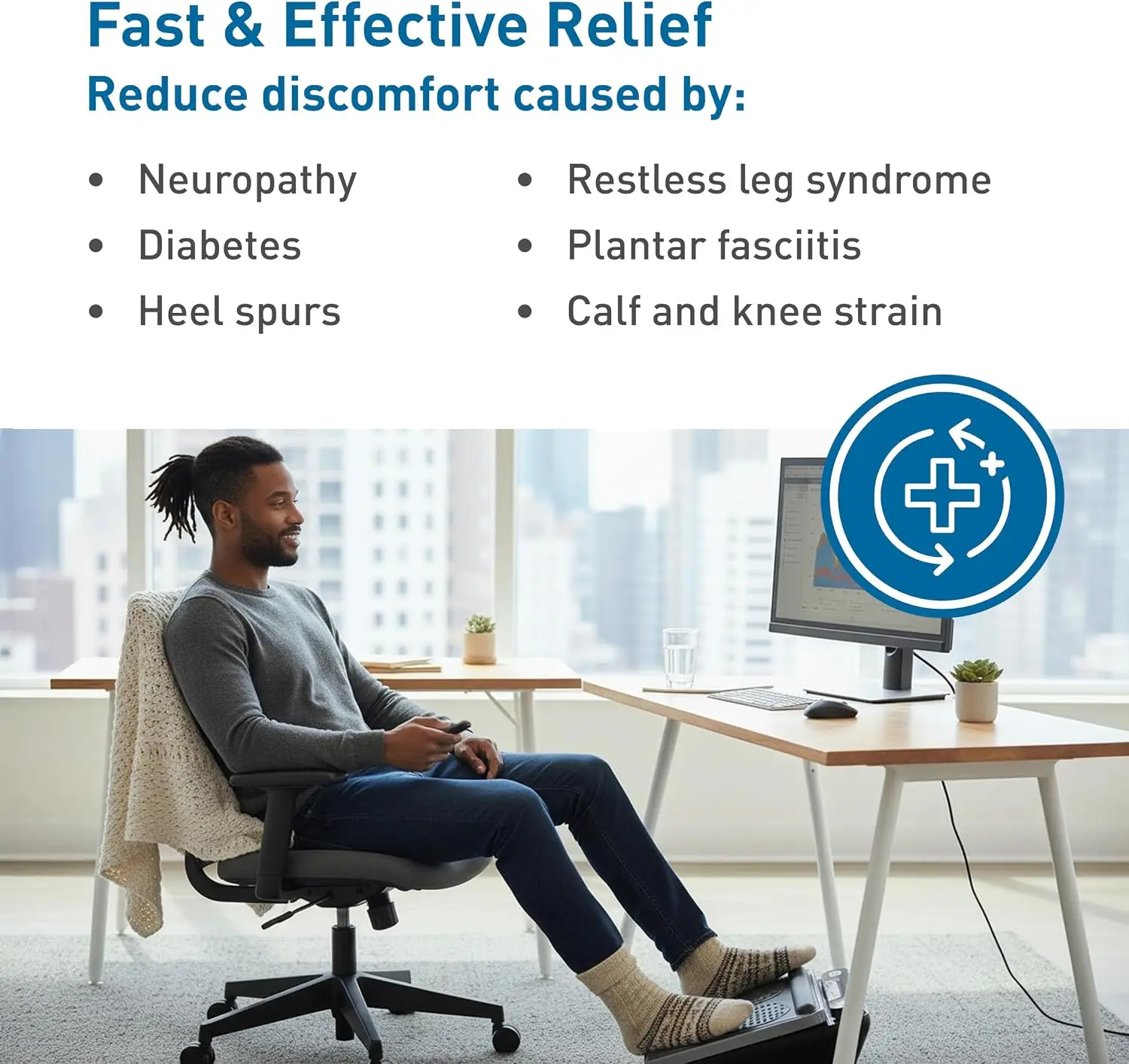 Foot Massager Deep Tissue Vibration Therapy with Remote Control for FastRelief Neuropathy Plantar Fasciitis Improves Circulation - view 2