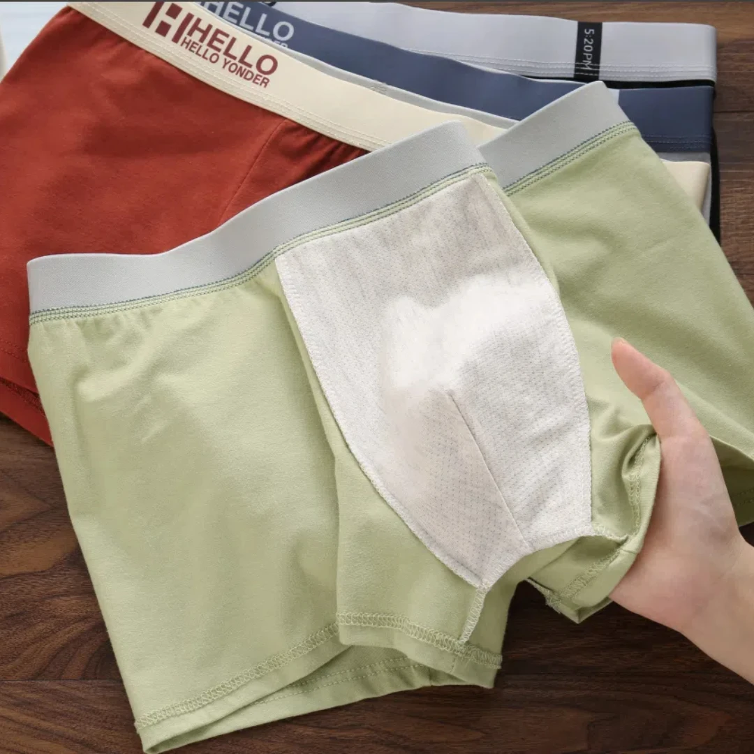 5Pcs Men's High-Quality Cotton Boxer Briefs Antibacterial Breathable Elastic Sports Underwear Solid Color Shorts