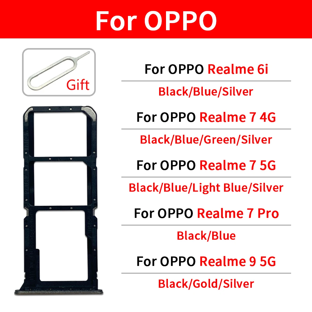 Dual SIM Card Tray For Oppo Realme 6i 7 4G 9 5G Sim Card Slot Tray Holder Card Reader Adapter Replacement