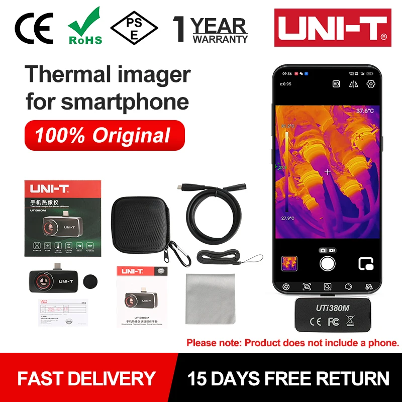 UNI-T Thermal Imaging Camera For Phone UTI380M Infrared Thermal camera Super-resolution 400×300 Pixel Thermographic Camera