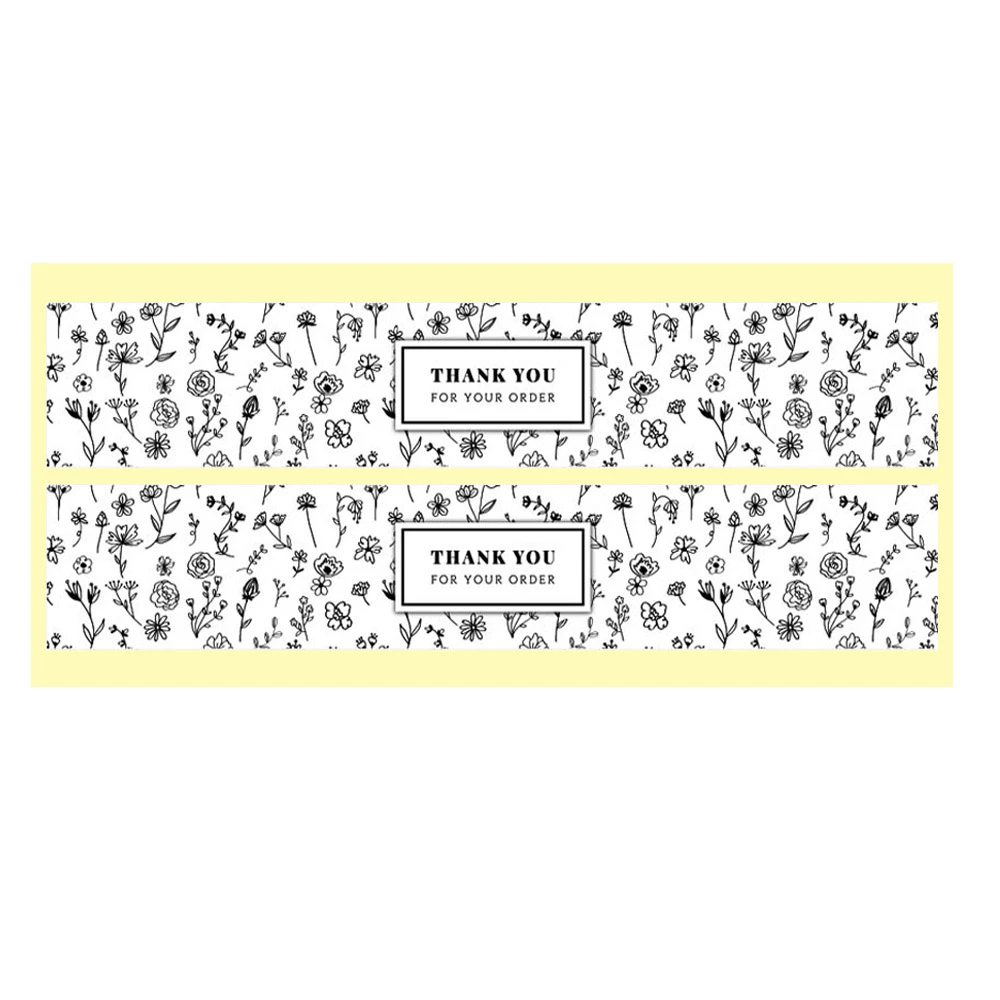 Flower Thank You For your order Stickers Seal Labels Small Business Handmade Gift Decoration Stickers Long Package Labels