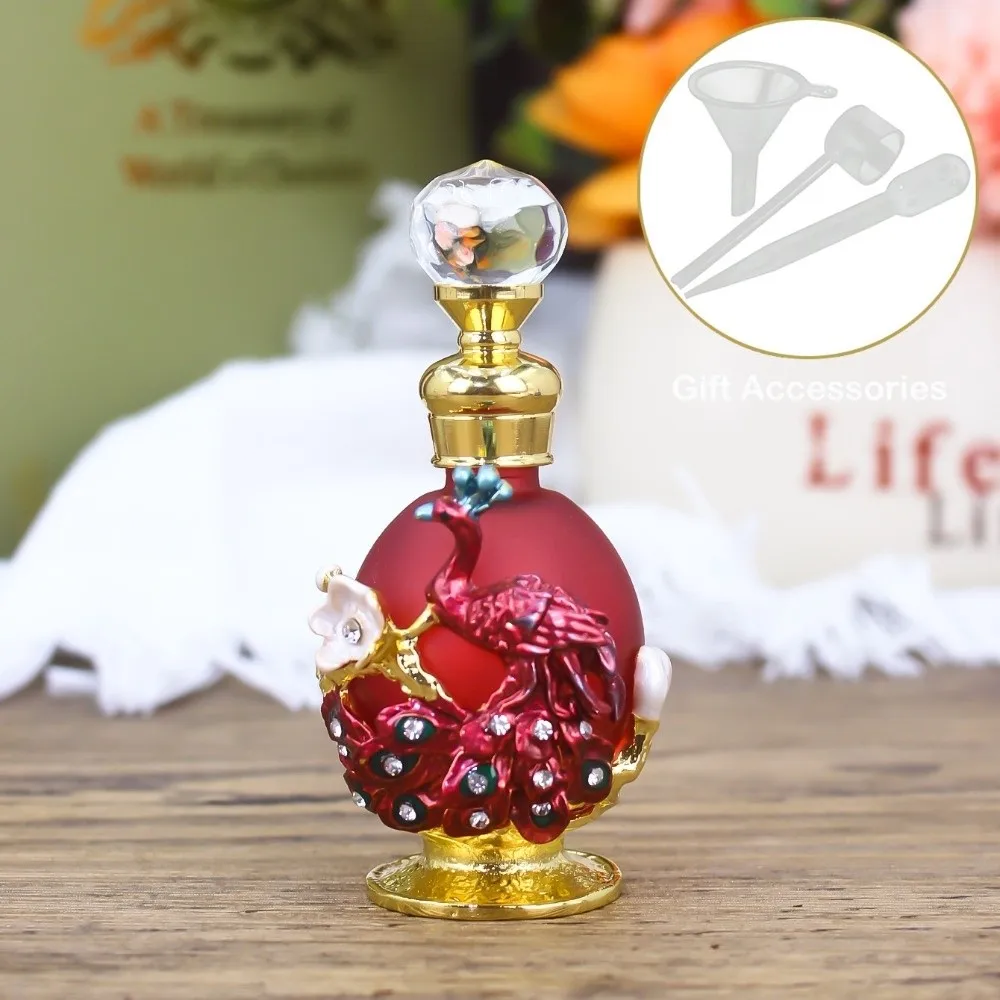 Gift 15ML/25ML Essential Oil Dropper Bottle Luxury 3D Peacock Empty Bottle Exquisite Refillable Dispenser Home Decor