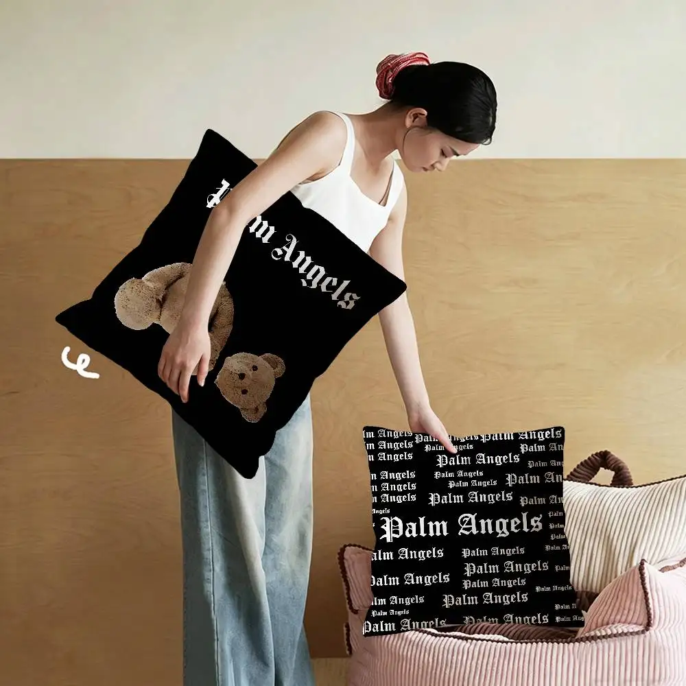 B_Palms Bear A_AngelS Pillow Gift Home Office Decoration Bedroom Sofa Car Cushion Cover case 45x45