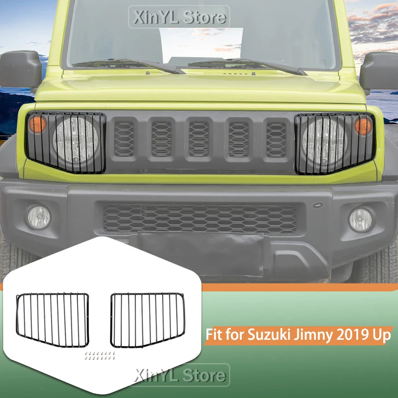 

Car Iron Headlight Protective Cover Trim Suitable For Suzuki Jimny 2019 2020 2021+ Car Exterior Accessories