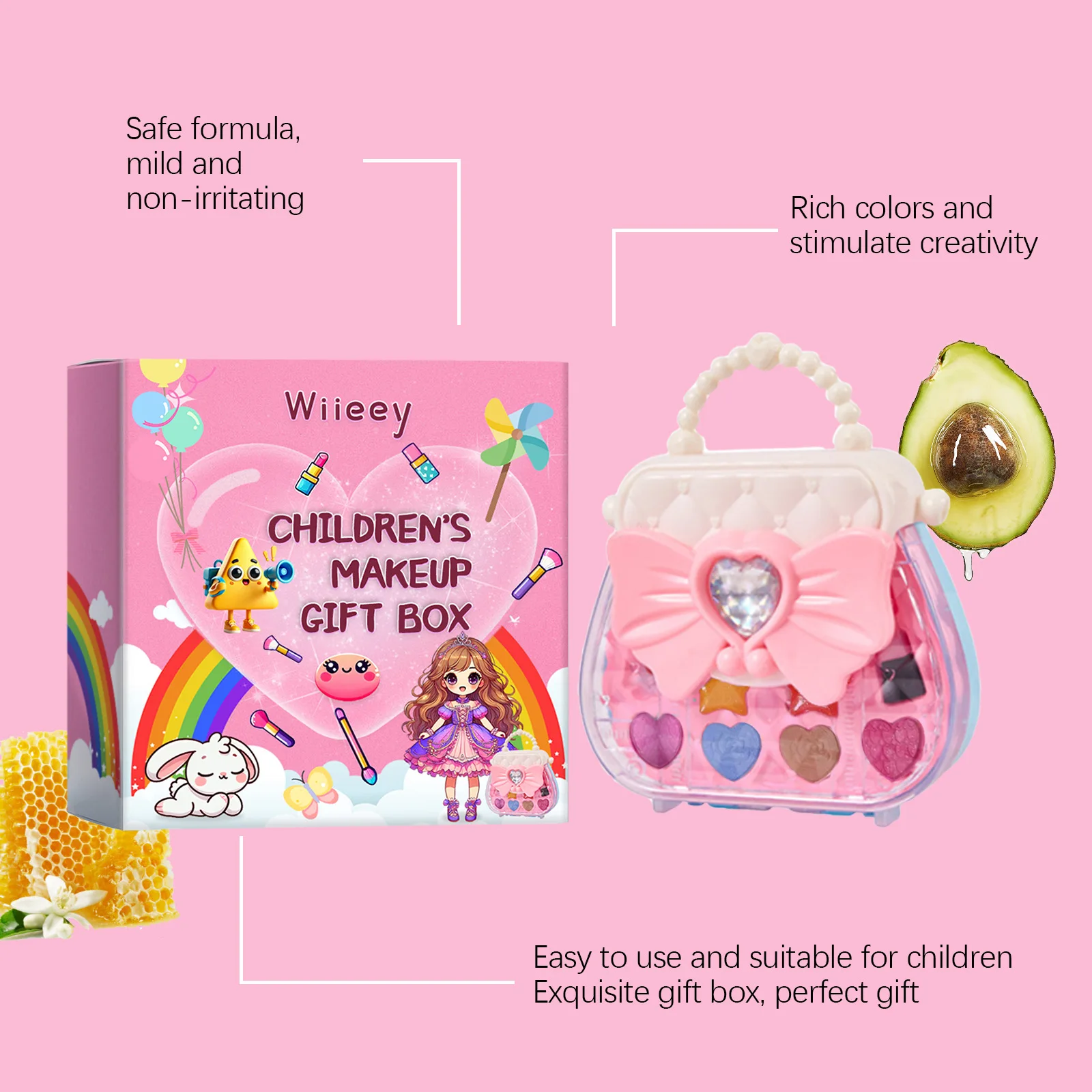 Children DIY Pretend Play Makeup Box Toy Simulation Princess Cosmetics Girls House Lipstick Eye Shadow Blush Set Gift