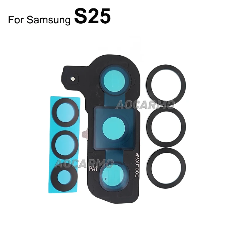 Aocarmo For Samsung Galaxy S25 Ultra S25U S25+ Plus Rear Camera Lens With Frame Back Lens Ring Replacement Parts