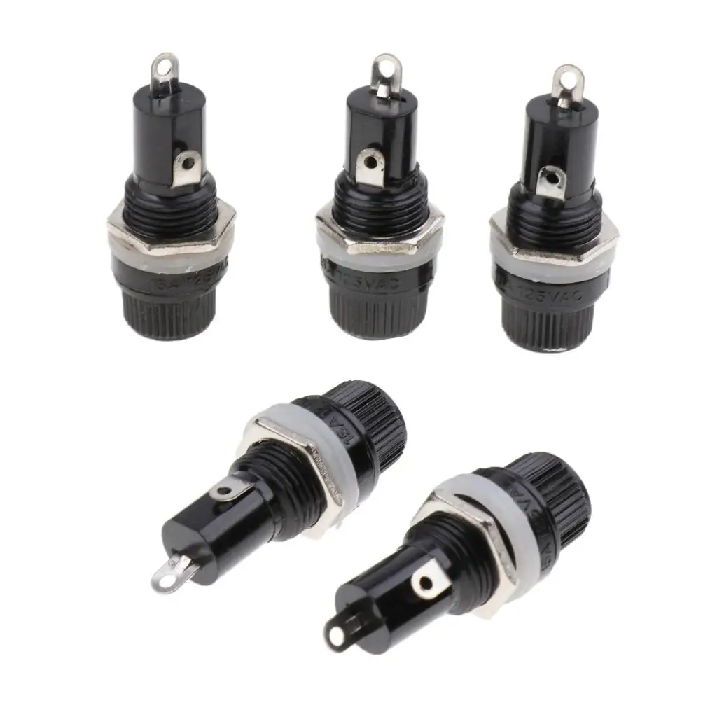 Panel Fuse Holder Waterproof Screw Cap 2 Terminal Block Compatible with 5x20mm Mini Glass Fuse for Car and Motorcycle