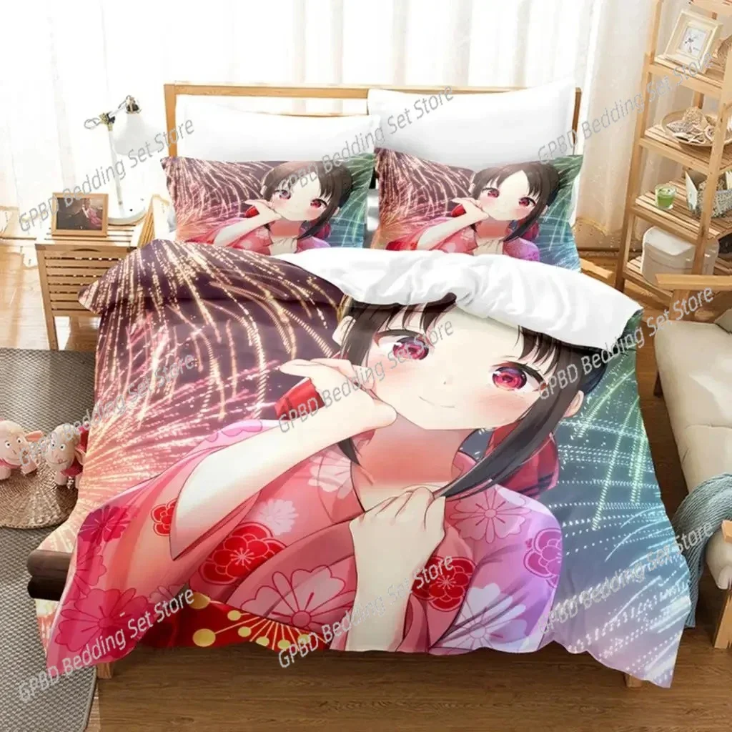 3D Print Anime Kaguya-sama Love Is War Miss Huiye Bedding Set Boys Girls Twin Queen Size Duvet Cover Pillowcase Bed Kids Adult