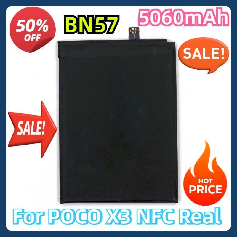 

For POCO X3 NFC Real 5060mAh with EBC-A10H Best Electric Core BN57 Battery Built in Battery