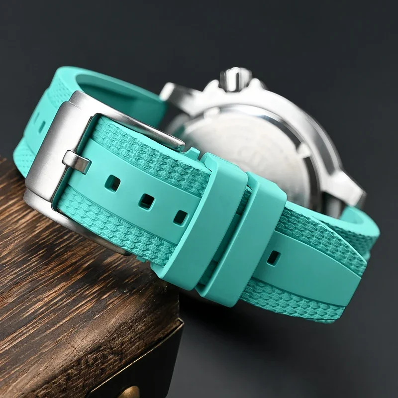 20mm 22mm FKM Fluororubber uniwersalny pasek do zegarka klamra do zegarka ze stali nierdzewnej nowa opaska na nadgarstek dla Breitling SUPEROCEAN