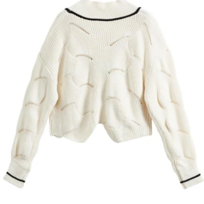 Cropped Cardigan Women White Designer Sweet Knitwear Кардиган Preppy Girlish Kawaii Temper Vintage Panelled Personality Kpop Ins