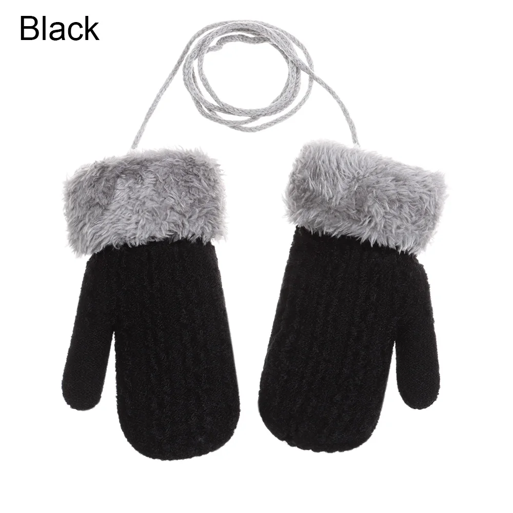 New Hot Soft Faux Fur Cute Cartoon  Gloves Thick Warm Knitted Mittens For 1-4 Years