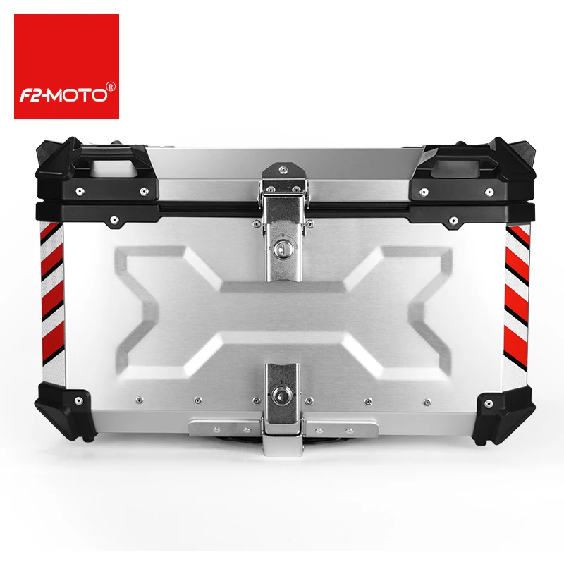 Fabrik Heißer Verkauf 100L Silber X Design F2-MOTO Motorrad Aluminium Top Case Metall Box Motorrad