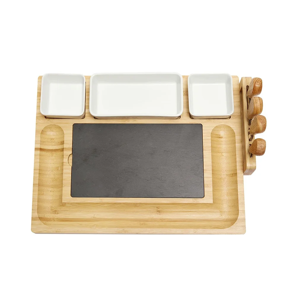 

Cheese Board Cutting Food Serving Kitchen Gadget Tray Accessories Convenient Chopping Bamboo