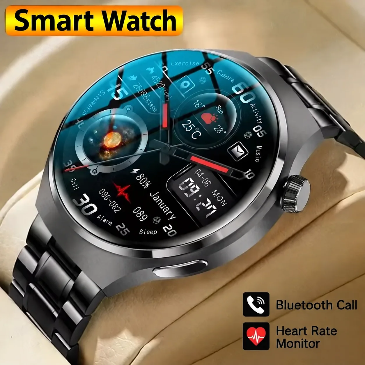 LAXASFIT 2026 Neue Smartwatch HD-Bildschirm Herzfrequenz Bluetooth-Anruf Fitness-Tracker Sportgeschenk für Männer und Frauen