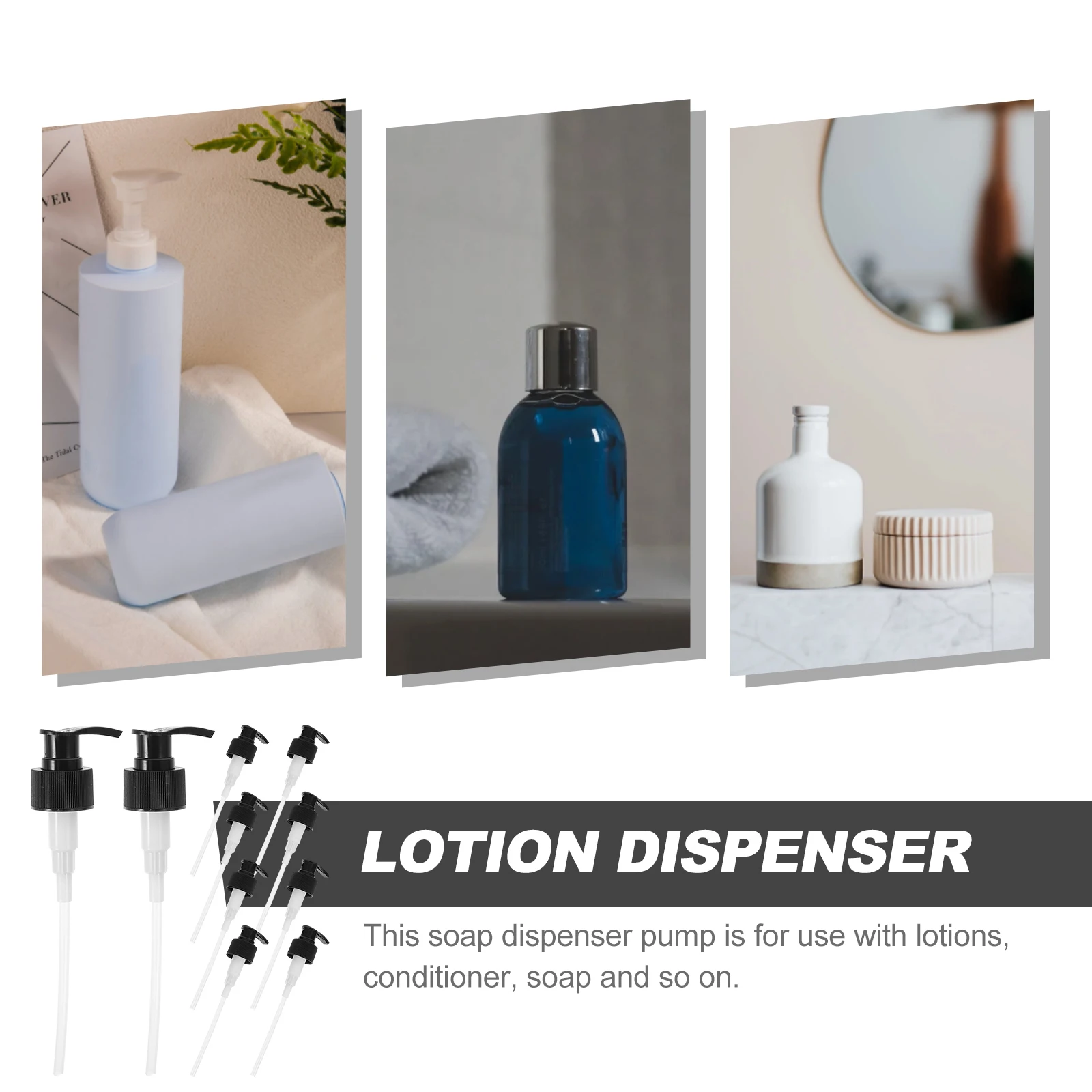 

10pcs Soap Dispenser Replacement For Lotion Shampoo Hand Soap Bottles Black 28Mm Trim To Fit Universal Size Plastic Travel