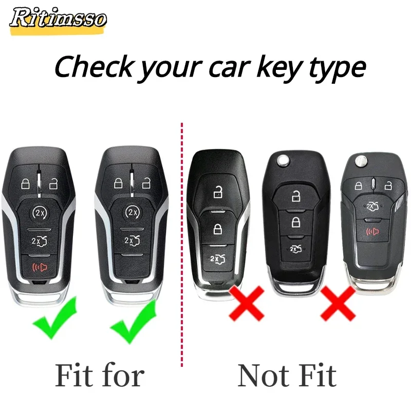 Alloy Key Cover Case for Ford Fusion Mondeo Mustang F-150 Explorer Edge 2015 2016 2017 2018 Car Styling Key Protection Keychain