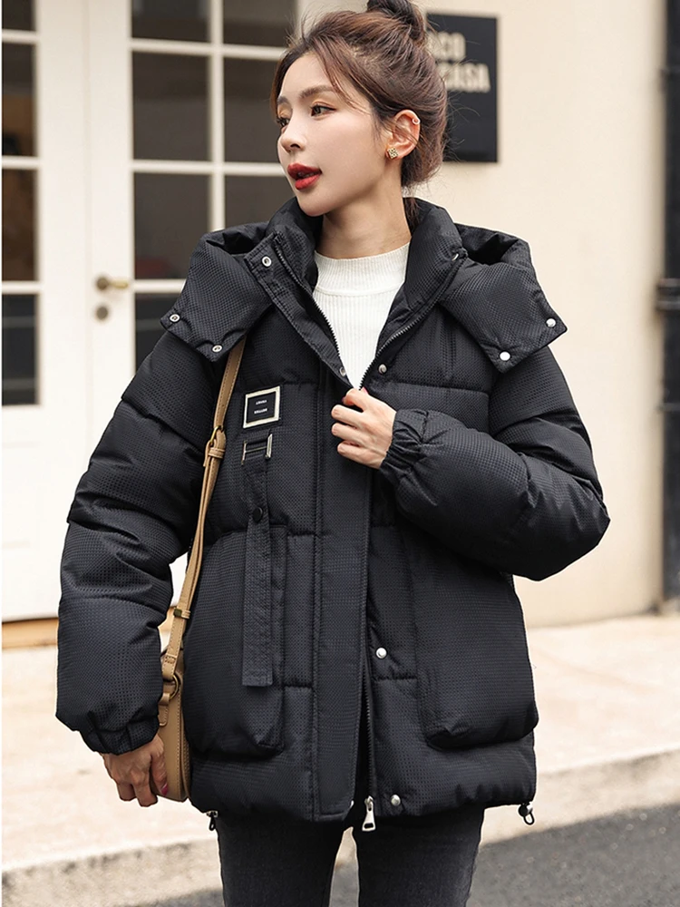 Warm White Duck Down Coat for Women 2023 New Fashion All-Match Student Simple Outerwear Winter Trendy Hooded Jackets