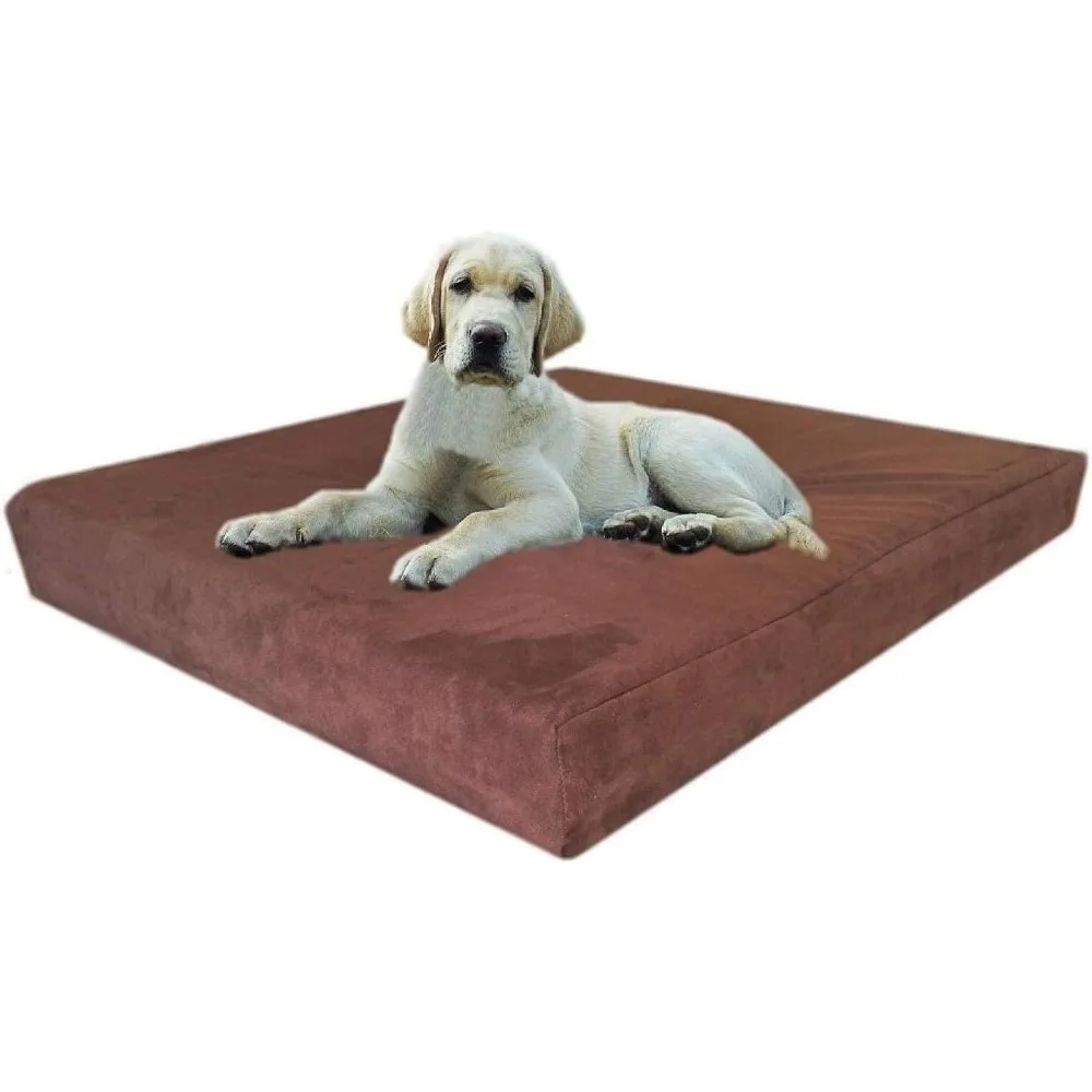 سرير Dogbed4less من إسفنج الذاكرة لتقويم العظام، وبطانة مقاومة للماء مع غطاء من جلد الغزال الدقيق الخارجي وغطاء مضاد للانزلاق (mi)