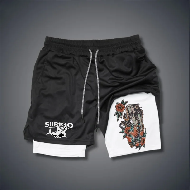 Men's Stylish Fitness Shorts Mythological Goddess With Floral Graphics 3D Printed Double Layer Stylish Comfort Shorts