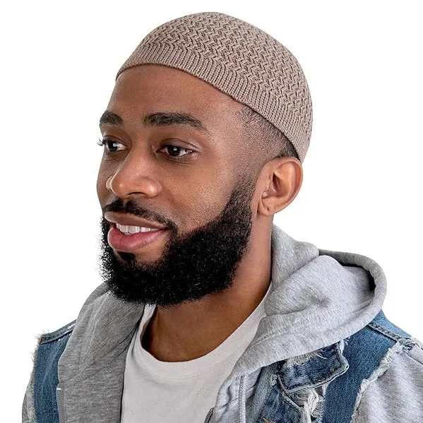 قبعة مسلمة الخريف والشتاء محبوك قبعة الرجال والنساء متموجة الجاكار البطيخ الفراء قبعة قبة الصوف Headhat #1