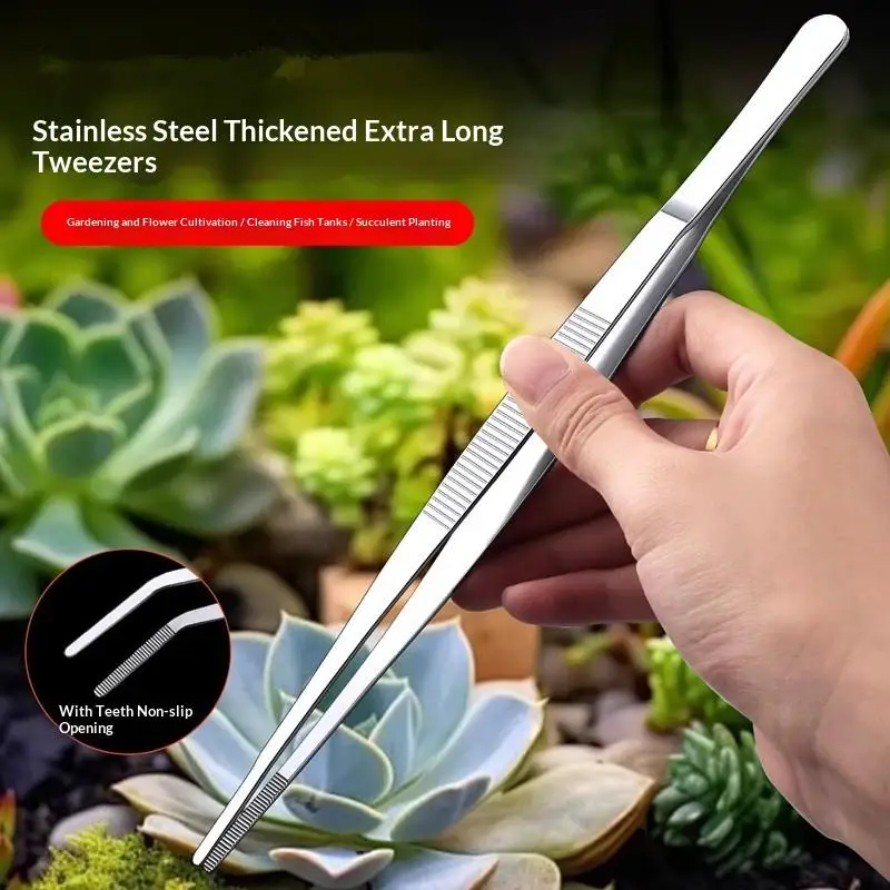 2Pcs Rustproof Stainless Steel Tweezers Straight Curved Tip Food Safe Kitchen Utensils for Cooking Grilling Pastry Decor