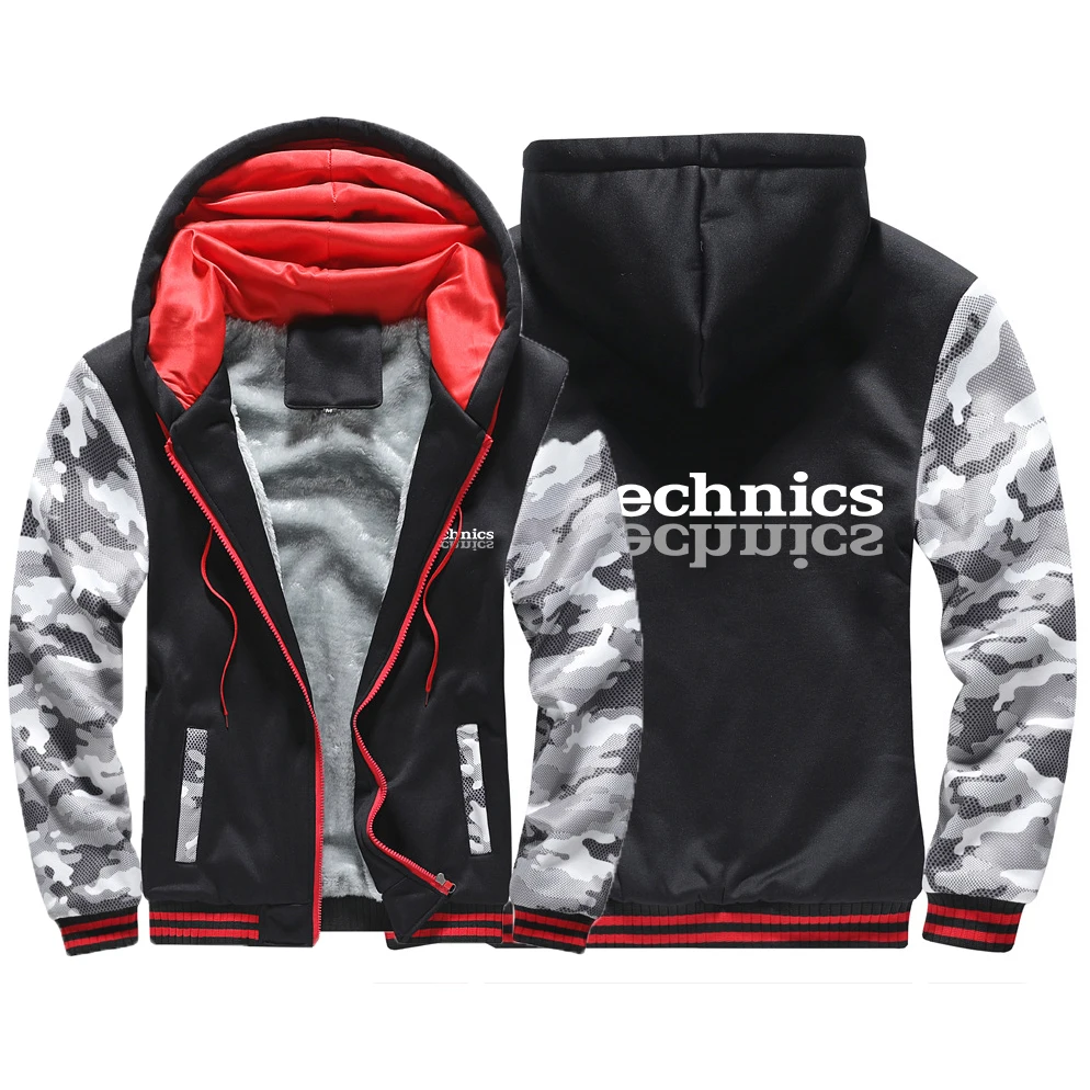 

New Technics Men Dj 1200 Turntable Music Print Spliced Jackets Thick Hoodie Sports Coats Warm Zipper Casual Man Sweatshirts Tops