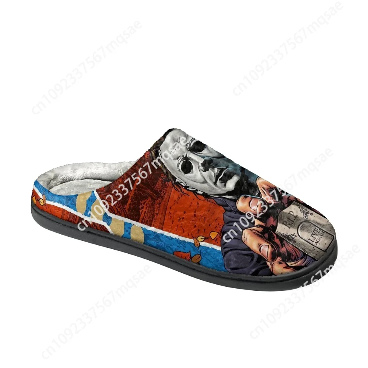 Zapatillas personalizadas de Halloween con estampado 3D de película de Terror, Cosplay de Michael Myers, talla grande, chanclas de algodón para Otoño e Invierno para hombre