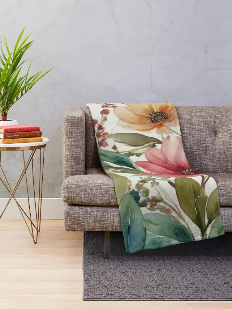 Harmony in Nature: Watercolor-inspired Tranquility Throw Blanket Summer Beddings Retros Sofa Blankets