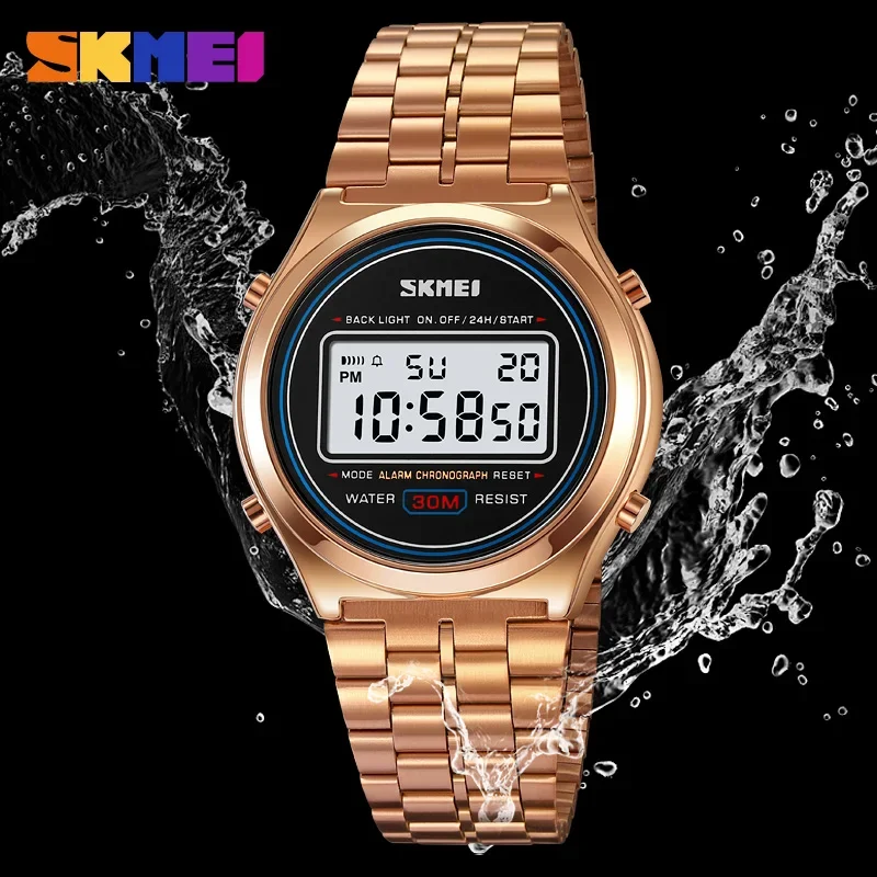 

SKMEI 2146 Back Light Display Stopwatch Digital Sport Watches Stainless Steel Men Waterproof Date Alarm Wriswatch reloj hombre