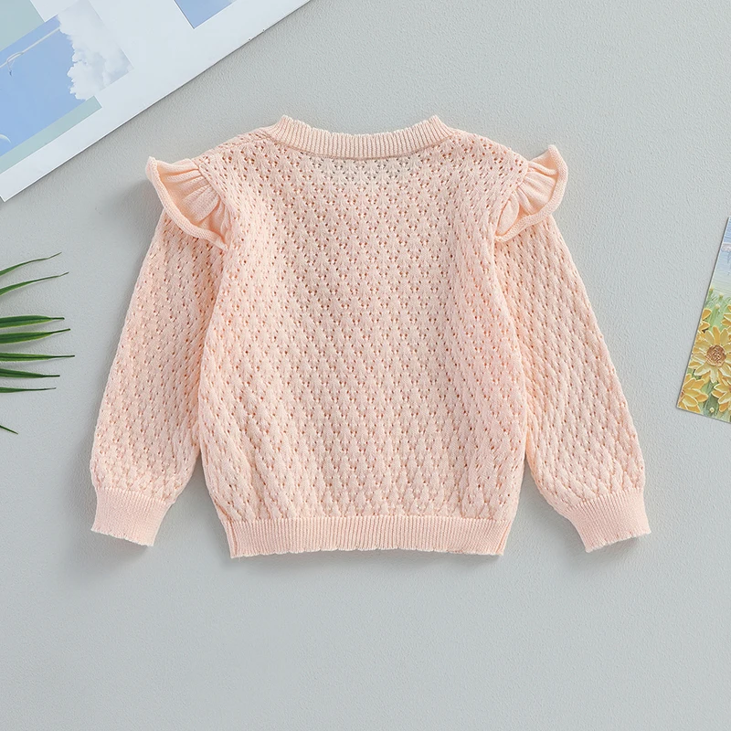 Baby Girls Knit Cardigan Long Sleeve Button Sweater Toddler Cardigan Newborn Coat Outwear Fall Winter Clothes