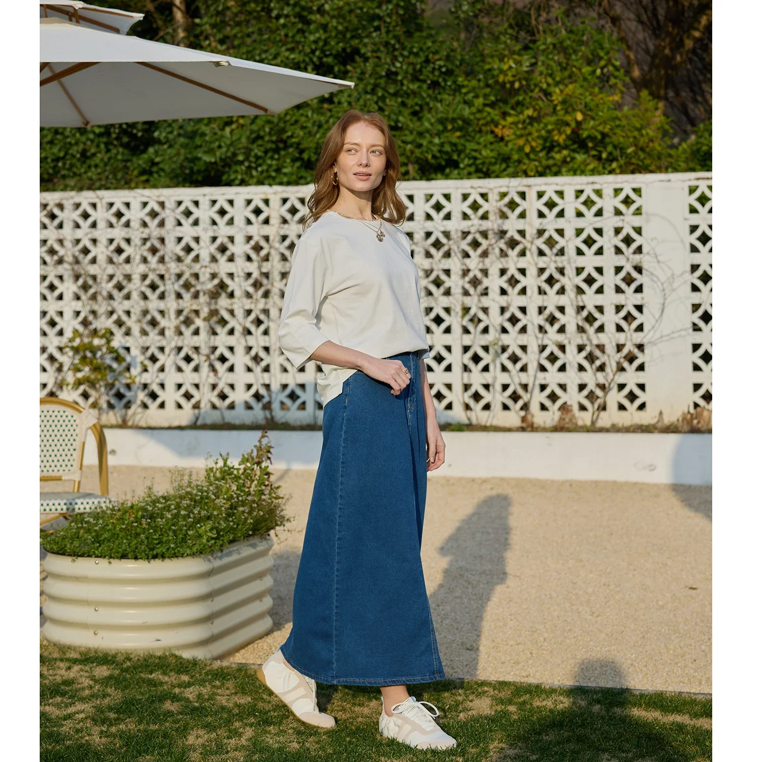 Light Denim Maxi Skirt