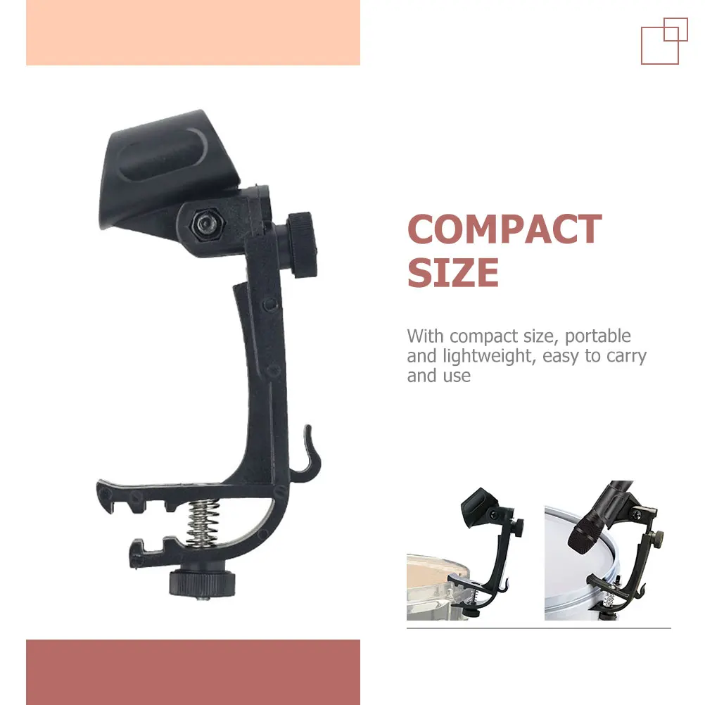

2Pcs Drum Microphone Holder ABS Material Lightweight Compact Size Drum Set Rim Compatible Shockproof Adjustable Clip Mic