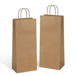 50PCS Wine Kraft Paper Bags Recyclable Brown Gift Bags Retail Kraft Paper Shipping Bags With Handles Bulk