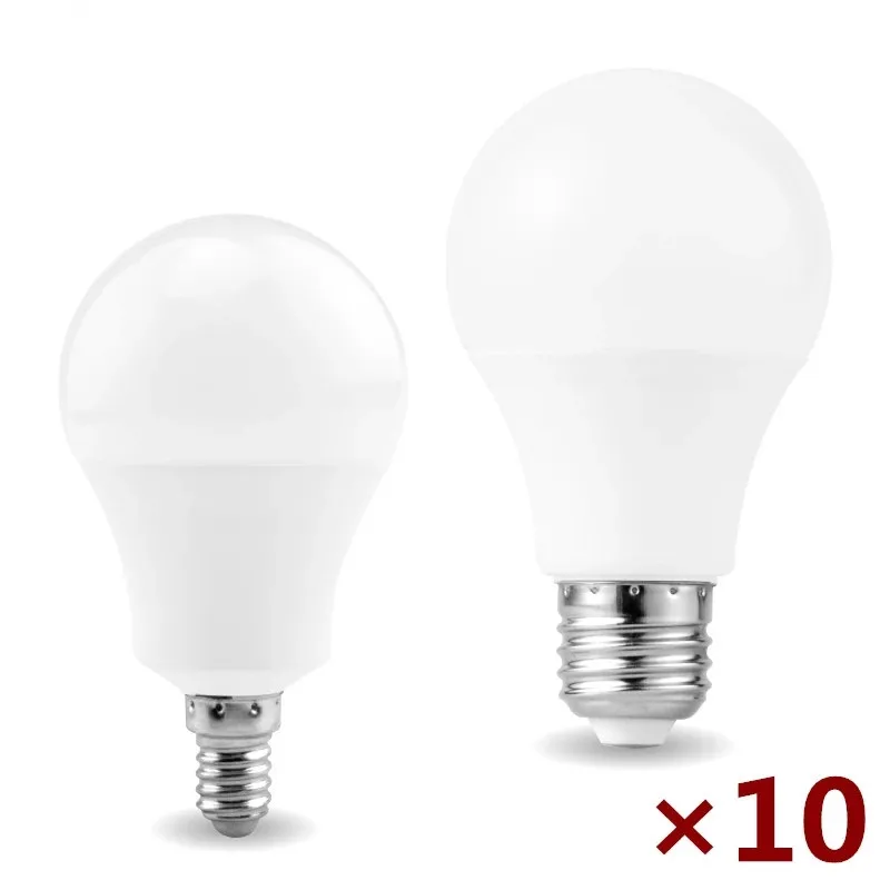 

10pcs LED Bulb Lamps E27 E14 AC220V Light Bulb Real Power 24W 20W 18W 15W 12W 9W 6W 3W Lampada Living Room Home LED Bombilla