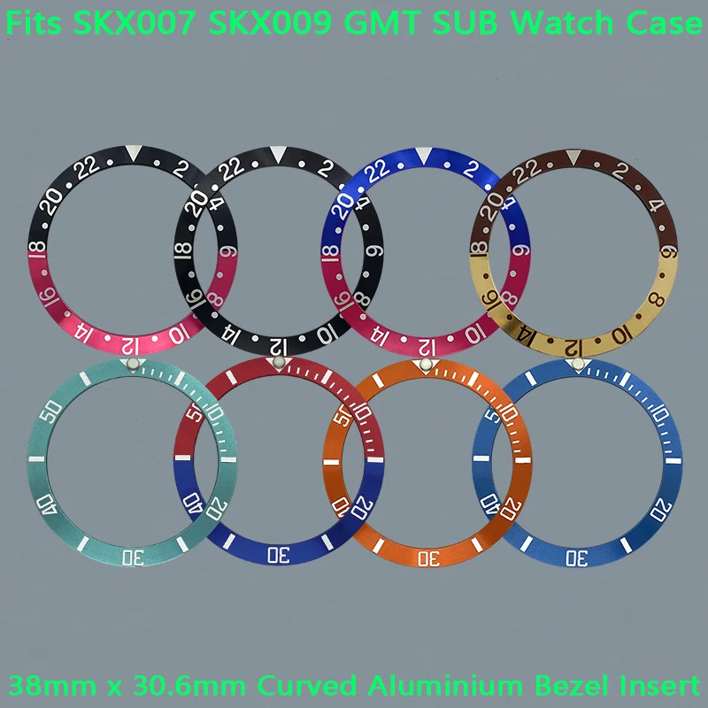 

Curved Aluminium Bezel GMT/SUB Bezel Ring 38mmx30.6mm Fits for SKX007 SKX009 GMT SUB Case NH35 NH36 Men's Watch Accessories