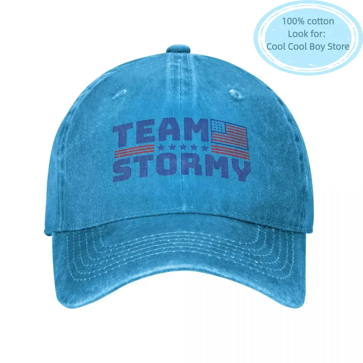 Stormy Daniels Team Stormy Baseball Caps Vintage Distressed Denim Washed Headwear Unisex Outdoor All Seasons Travel Caps Hat