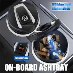 Car Cigarette Ashtray With LED Light Portable Detachable Ash Tray For Volkswagen VW Golf Polo Tiguan Passat B6 Jetta Touran GTI